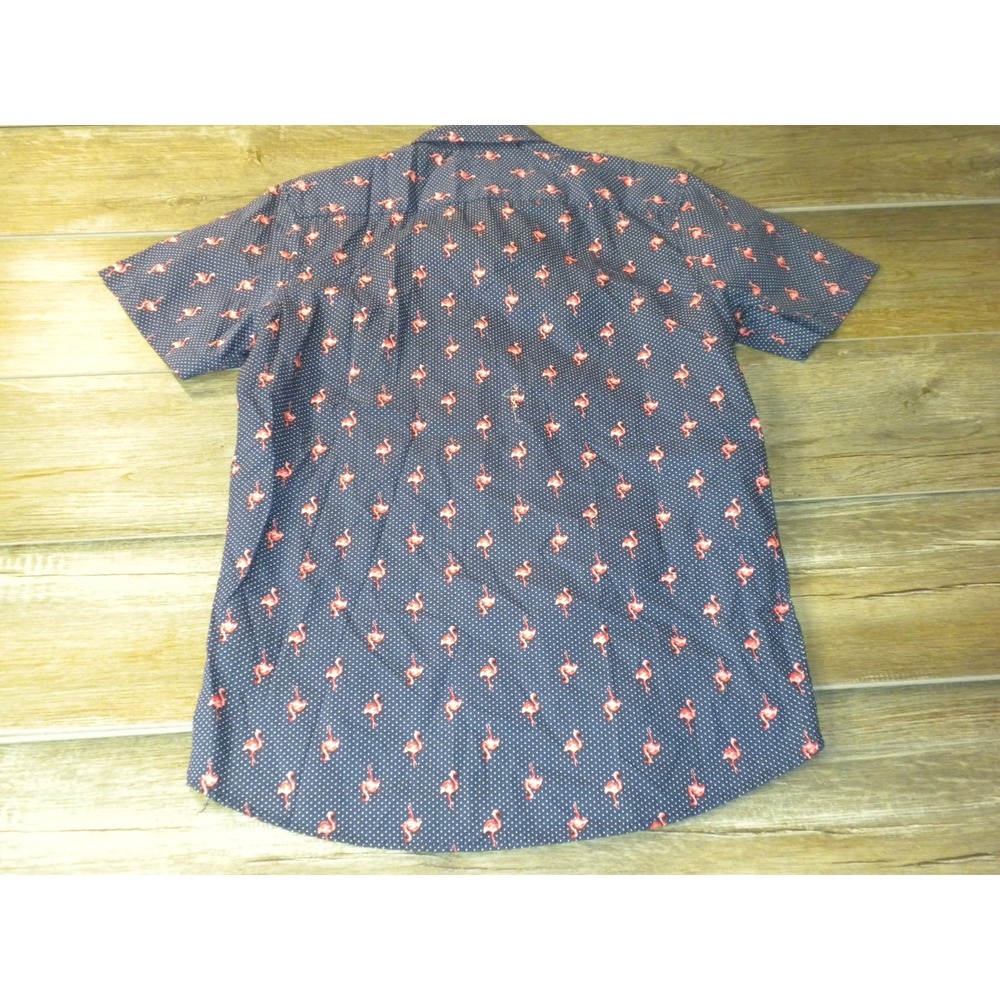 Molokai Surf Co Shirt Mens M Blue Polka Dot Pink Flamingo AOP Dotted Flamingo - Picture 3 of 8